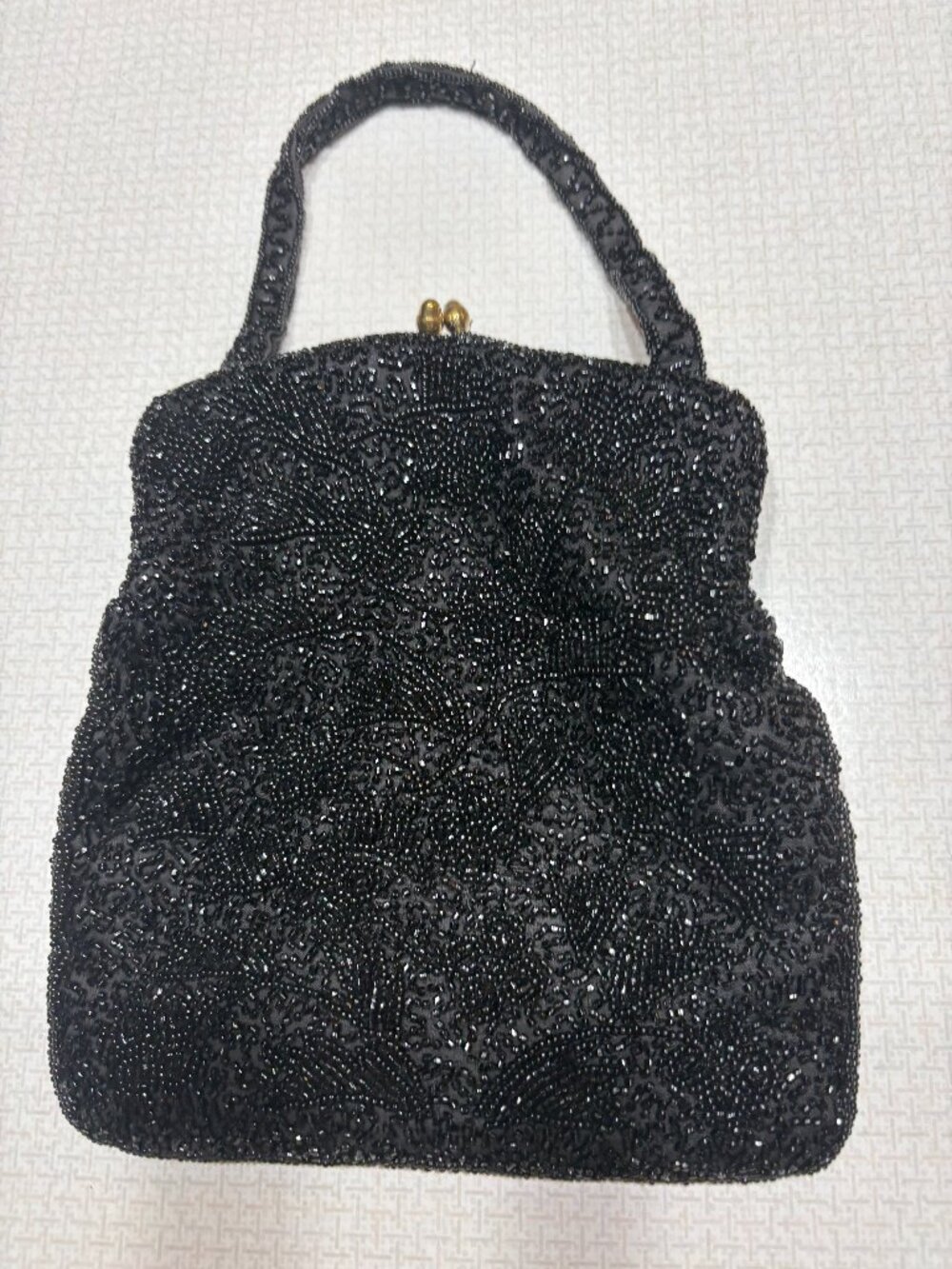 Like New Small Black Beaded Clutch/Wristlet made by Magid